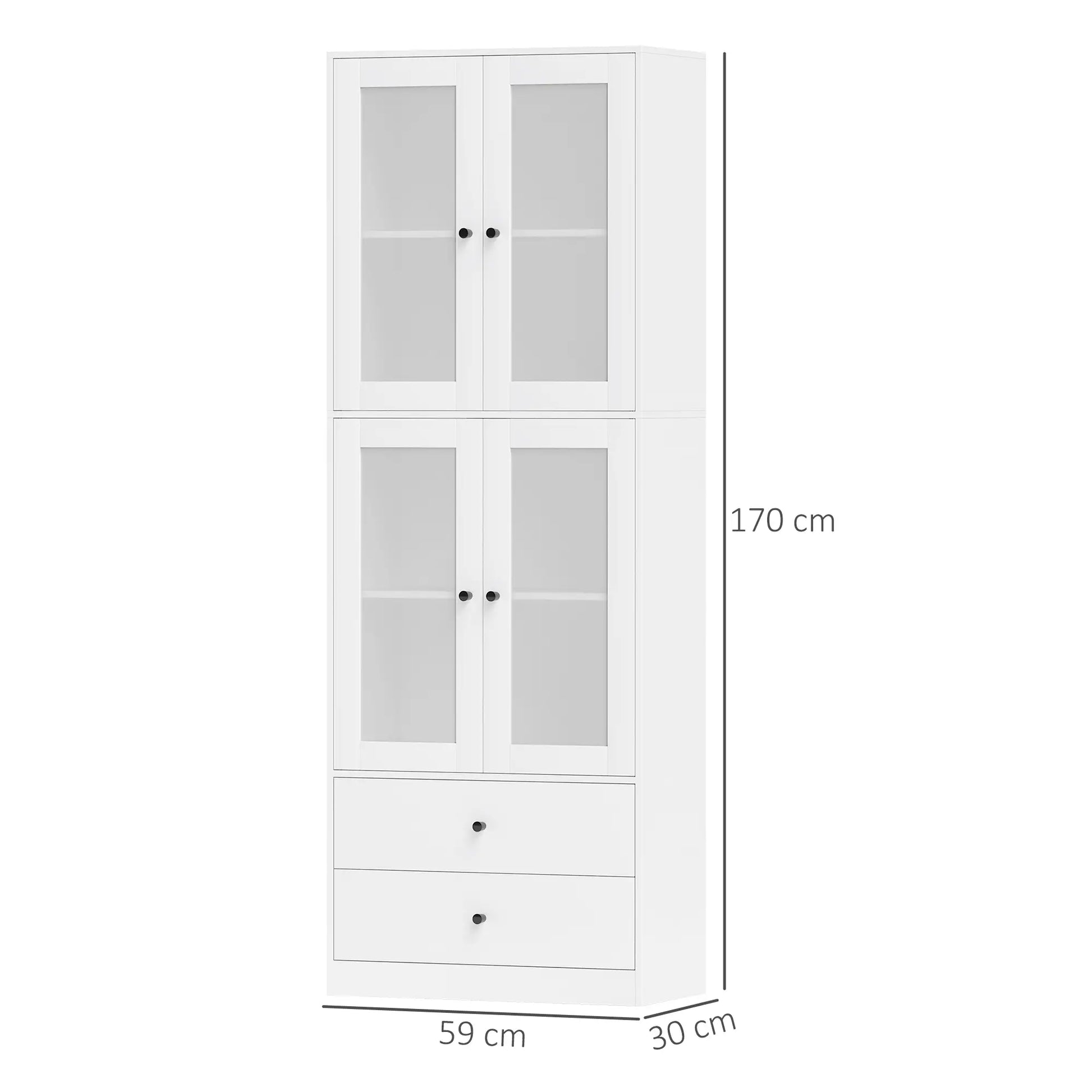 Nancy's Crotone Keukenkast Vrijstaand - Buffetkast - Opbergkast - Wit - ± 60 x 30 x 170 cm