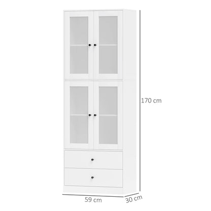 Nancy's Crotone Keukenkast Vrijstaand - Buffetkast - Opbergkast - Wit - ± 60 x 30 x 170 cm