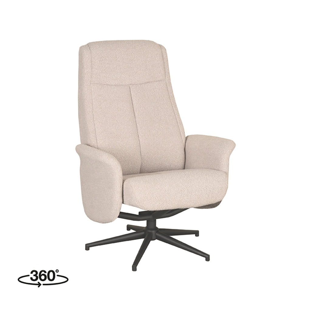 LABEL51 Relaxfauteuil Bergen - Naturel Boucle | Zwart Metaal - 77x76x105 cm