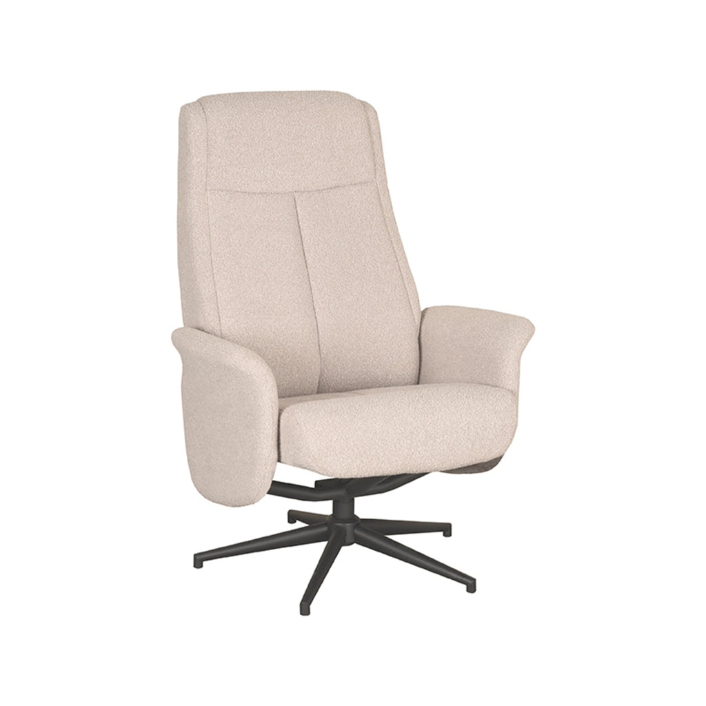 LABEL51 Relaxfauteuil Bergen - Naturel Boucle | Zwart Metaal - 77x76x105 cm