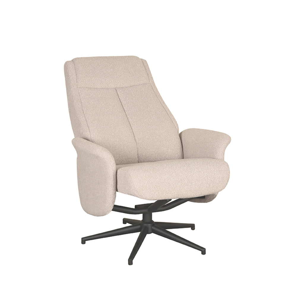 LABEL51 Relaxfauteuil Bergen - Naturel Boucle | Zwart Metaal - 77x76x105 cm