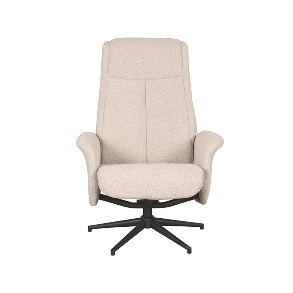 LABEL51 Relaxfauteuil Bergen - Naturel Boucle | Zwart Metaal - 77x76x105 cm