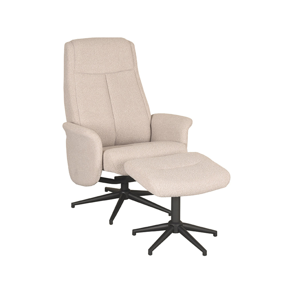 LABEL51 Relaxfauteuil Bergen - Naturel Boucle | Zwart Metaal - 77x76x105 cm