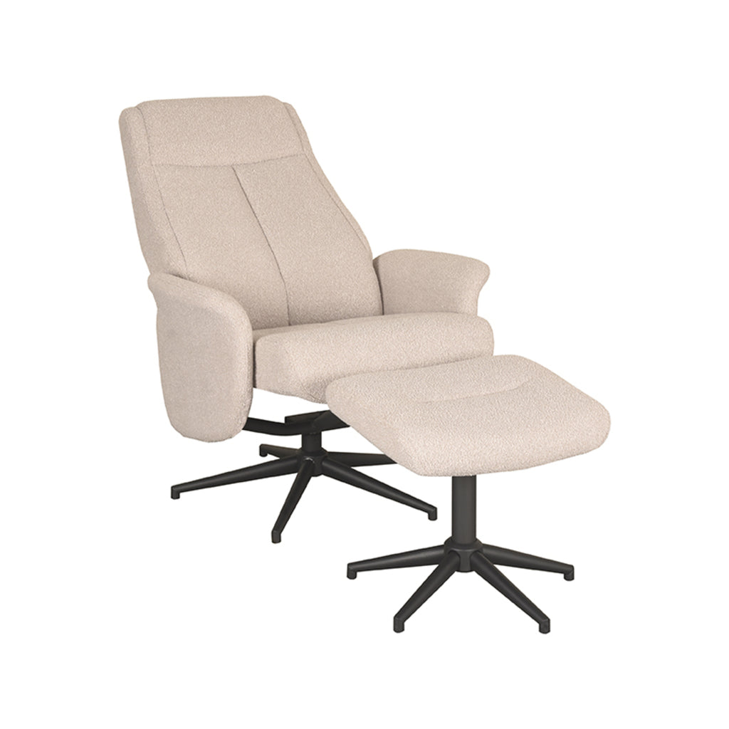 LABEL51 Relaxfauteuil Bergen - Naturel Boucle | Zwart Metaal - 77x76x105 cm