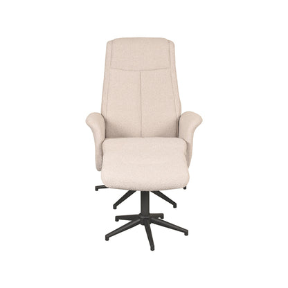 LABEL51 Relaxfauteuil Bergen - Naturel Boucle | Zwart Metaal - 77x76x105 cm