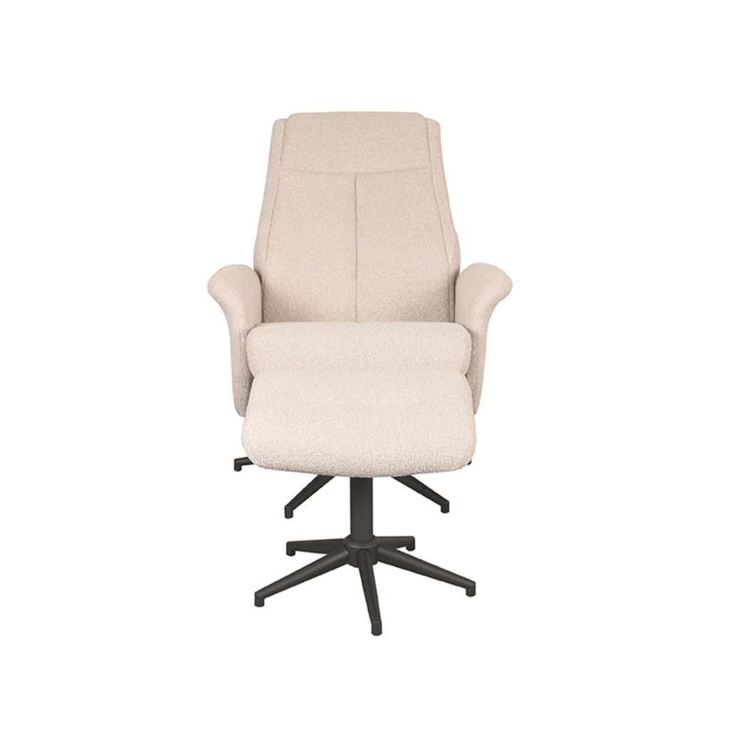 LABEL51 Relaxfauteuil Bergen - Naturel Boucle | Zwart Metaal - 77x76x105 cm