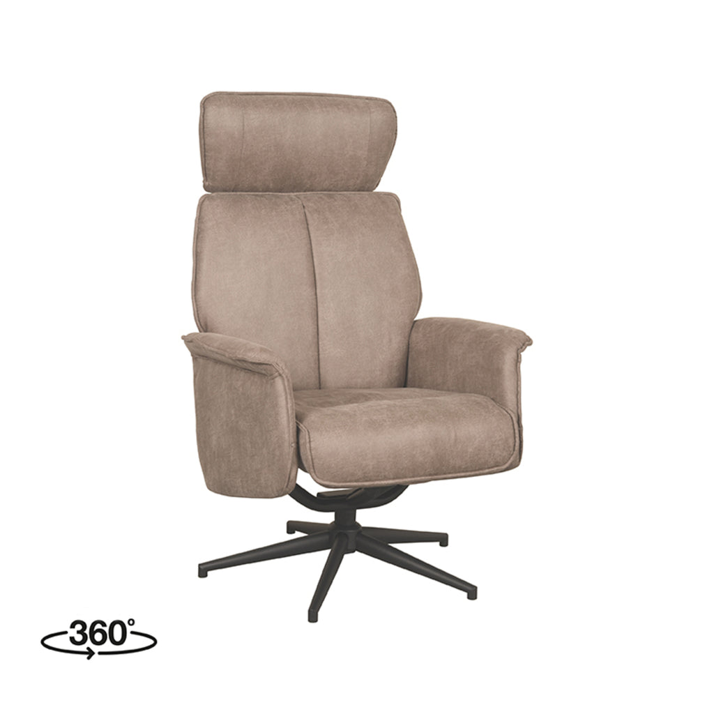 LABEL51 Relaxfauteuil Verdal - Taupe Micro Suede | Zwart Metaal - 77x79x109 cm