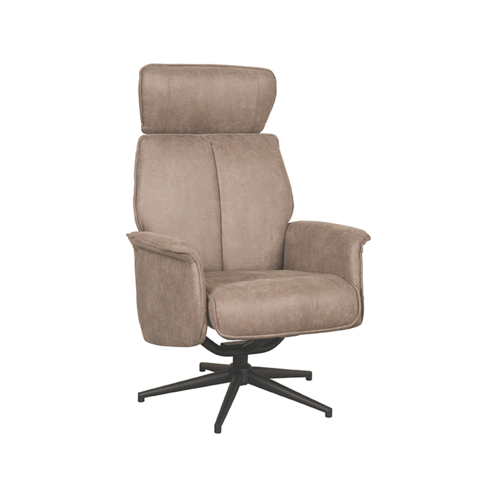 LABEL51 Relaxfauteuil Verdal - Taupe Micro Suede | Zwart Metaal - 77x79x109 cm