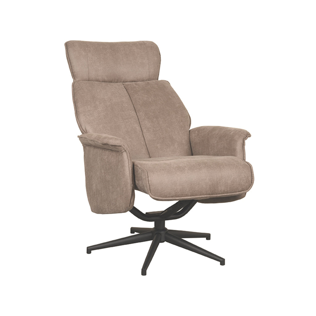 LABEL51 Relaxfauteuil Verdal - Taupe Micro Suede | Zwart Metaal - 77x79x109 cm