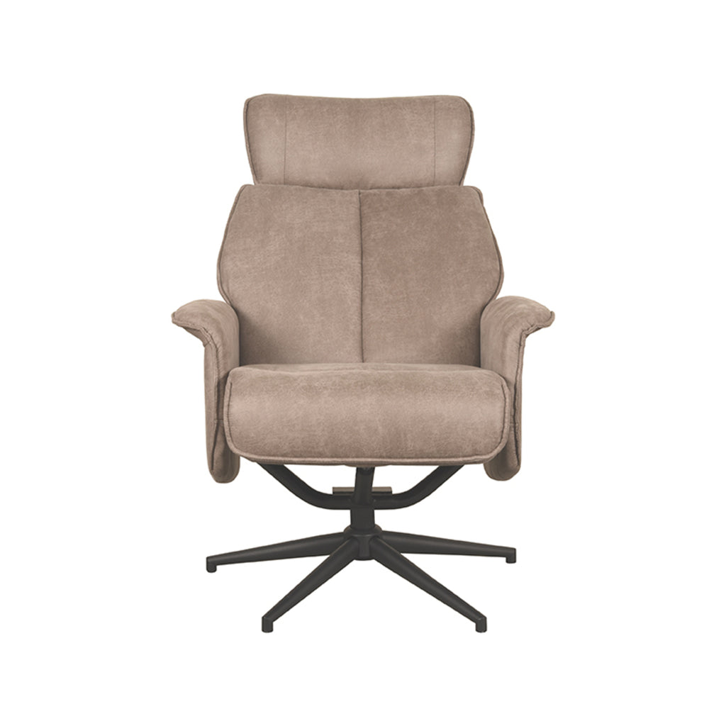 LABEL51 Relaxfauteuil Verdal - Taupe Micro Suede | Zwart Metaal - 77x79x109 cm