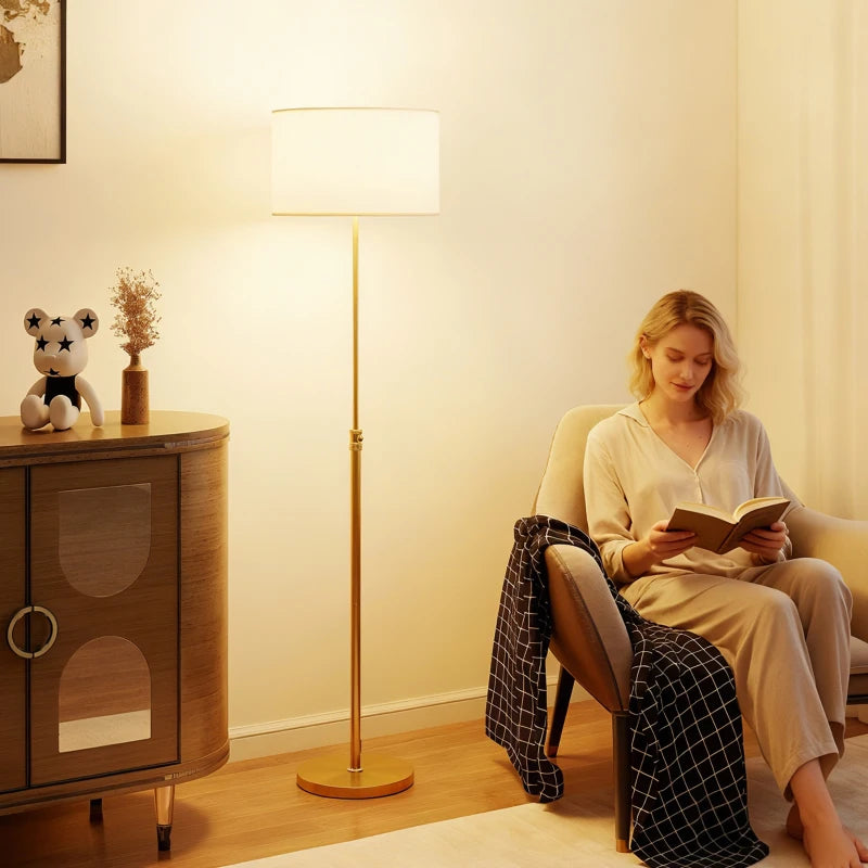 Nancy's Paese Vloerlamp - Staande lamp - In hoogte verstelbaar - Goud / Crèmewit
