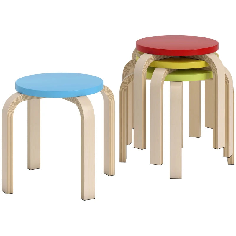 Nancy's Mendola Krukjes - Hockers - Stapelhockers - Set van 4 - Hout - Rond - ± 35 x 35 x 30 cm