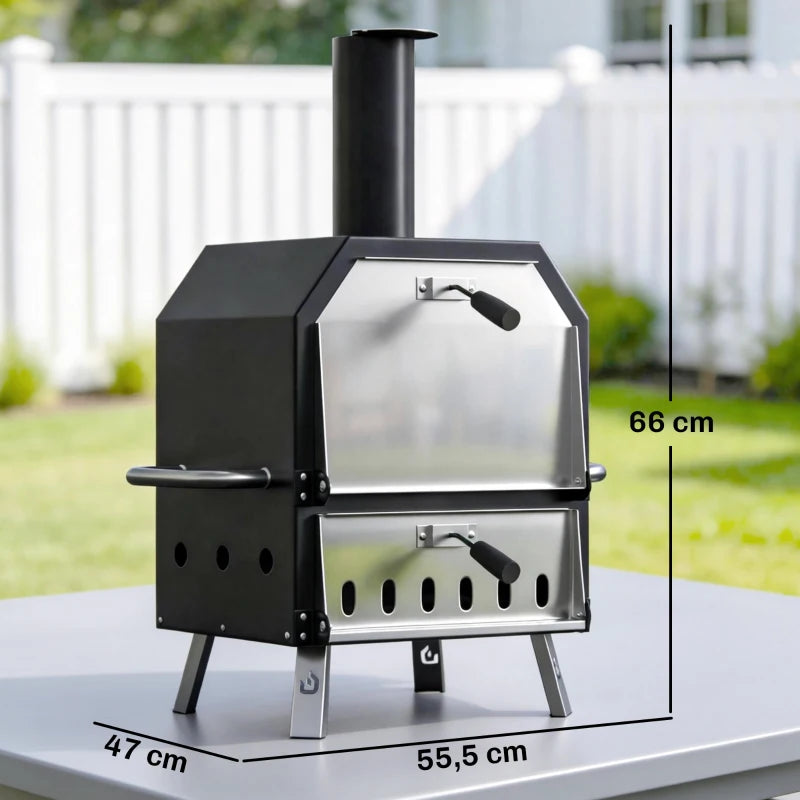 Nancy's Seggiano Houtgestookte Pizzaoven - Grillrooster - Instelbare warmteregeling - Complete pizzaovenset - Zwart