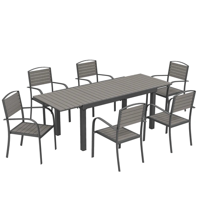 Nancy's Sarno Tuinset - 7-Delige Tuintafel Set - Tuinmeubelset - Uitschuifbare tafel - Grijs - Aluminium