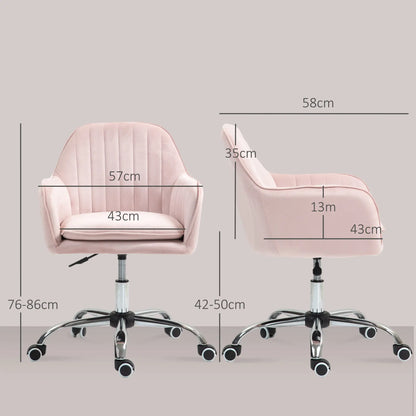 Nancy's Cuvio Bureaustoel - Computerstoel - Roze - Fluweel