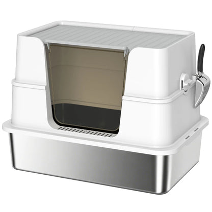 Nancy's Modugno Kattenbak - Katten wc - Kattentoilet - RVS / Grijs - ± 60 x 40 x 45 cm