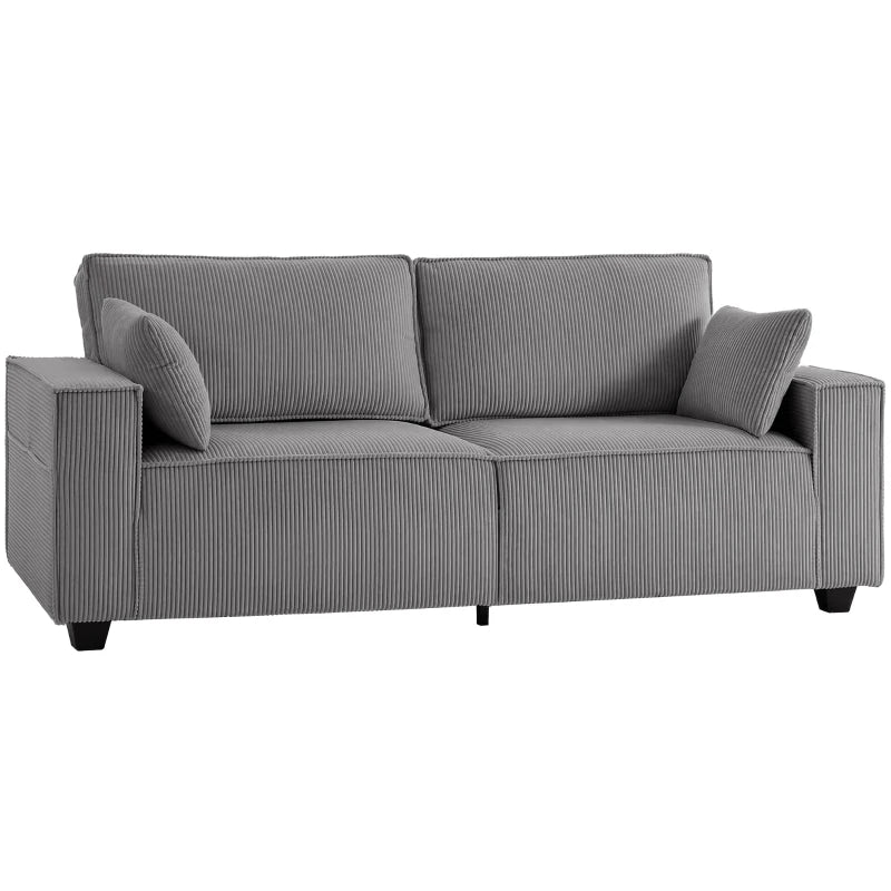 Nancy's Seminara 3-Zitsbank - Zitbank - Woonkamerbank - Lichtgrijs - Corduroy - ± 220 x 80 x 90 cm
