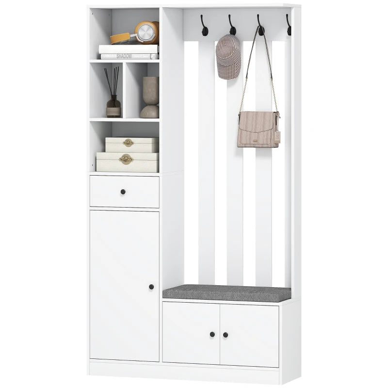 Nancy's Paularo Wandgarderobe - Kledingrek - Garderobekast - Wit / Grijs - 100 x 30 x 180 cm