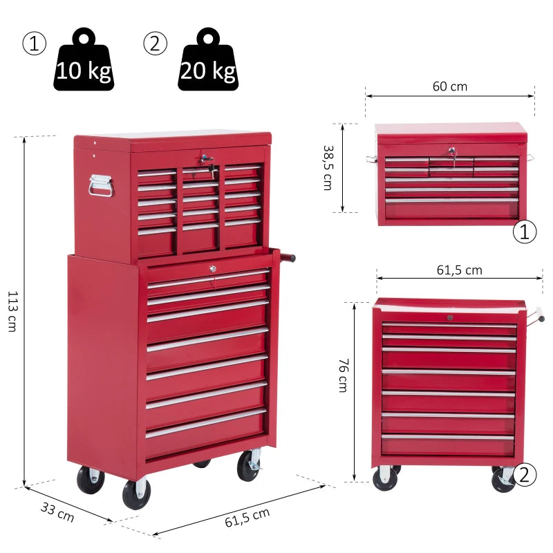 Nancy's Narcao Werkplaatswagen - Gereedschapswagen - Gereedschapskist - Rood - Staal - ± 60 x 35 x 115 cm