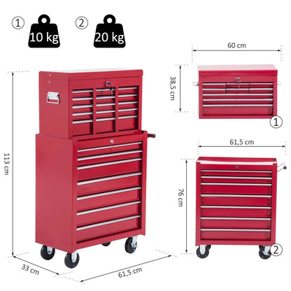 Nancy's Narcao Werkplaatswagen - Gereedschapswagen - Gereedschapskist - Rood - Staal - ± 60 x 35 x 115 cm