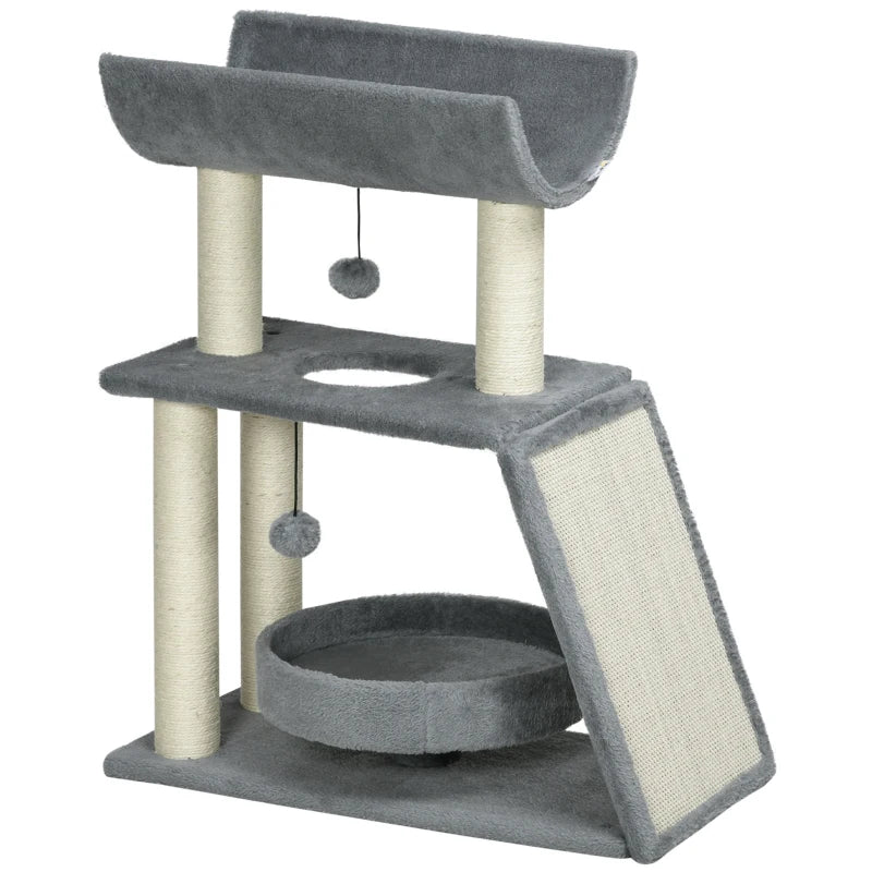 Nancy's Torregrotta Krabpaal - Kattenboom - Klimboom voor katten - Grijs - Pluche / Sisal - ± 60 x 30 x 75 cm