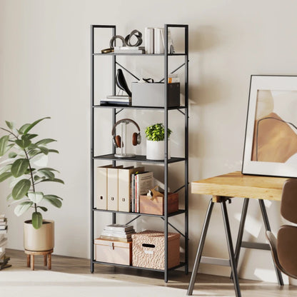 Nancy's Oulx Boekenkast - Opbergkast - 5 Niveaus - Zwart - Staal - ± 60 x 30 x 170 cm