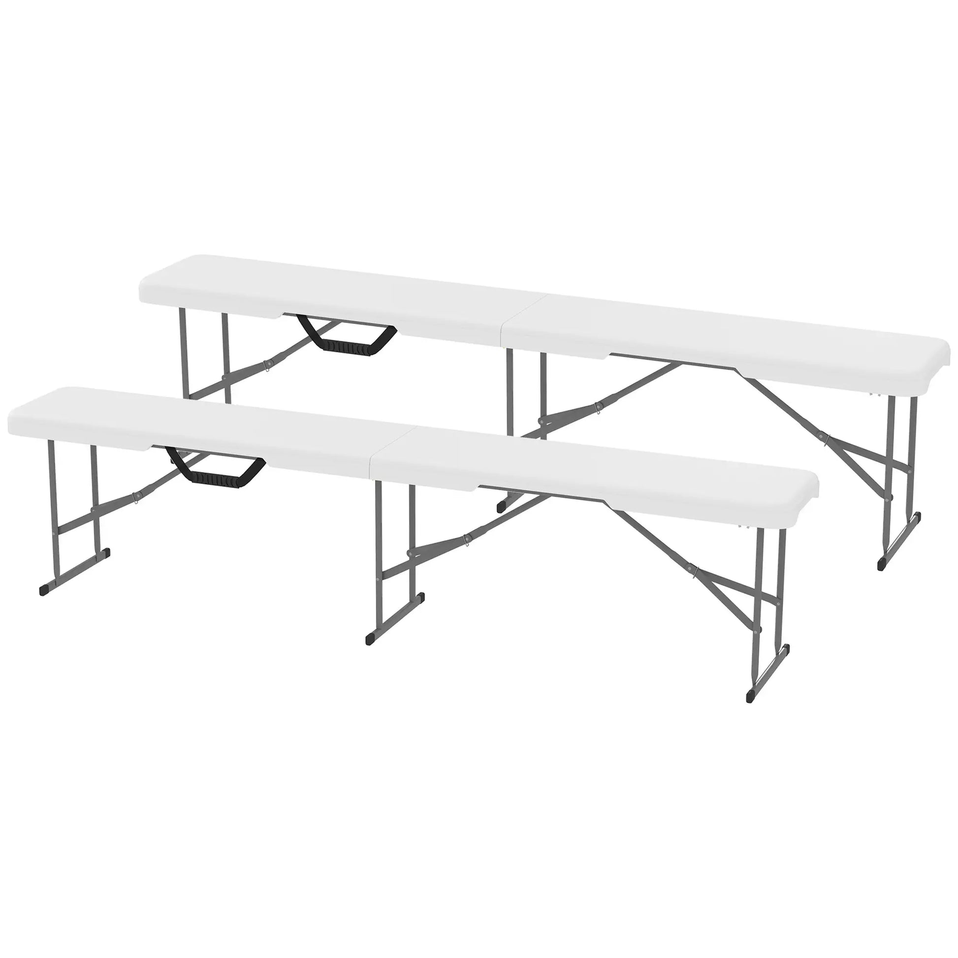 Nancy's Corsanico Campingbanken - Picknickbanken - Set van 2 - Opvouwbaar - Wit - ± 180 x 30 x 40 cm