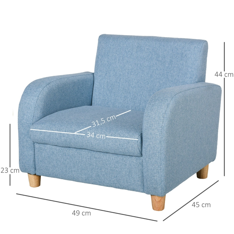 Nancy's Bono Kinderfauteuil - Kinderbank - Kinderstoel - Blauw - Linnen