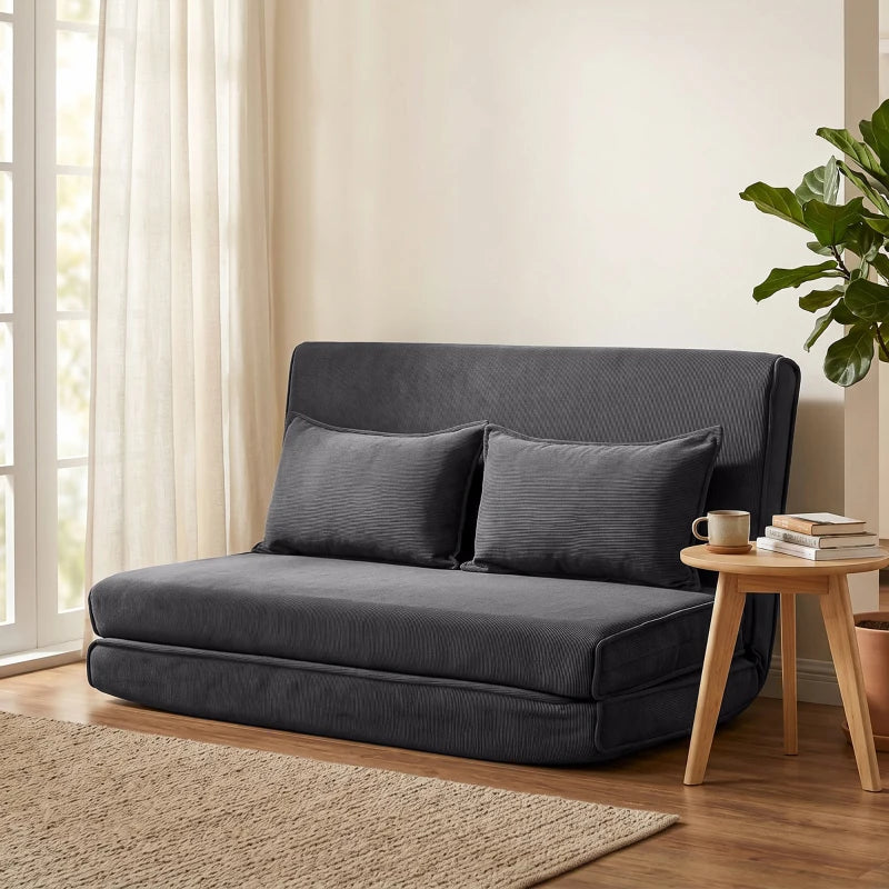 Nancy's Tavullia Slaapbank - Vloersofa - Verstelbare rugleuning - Donkergrijs - Corduroy