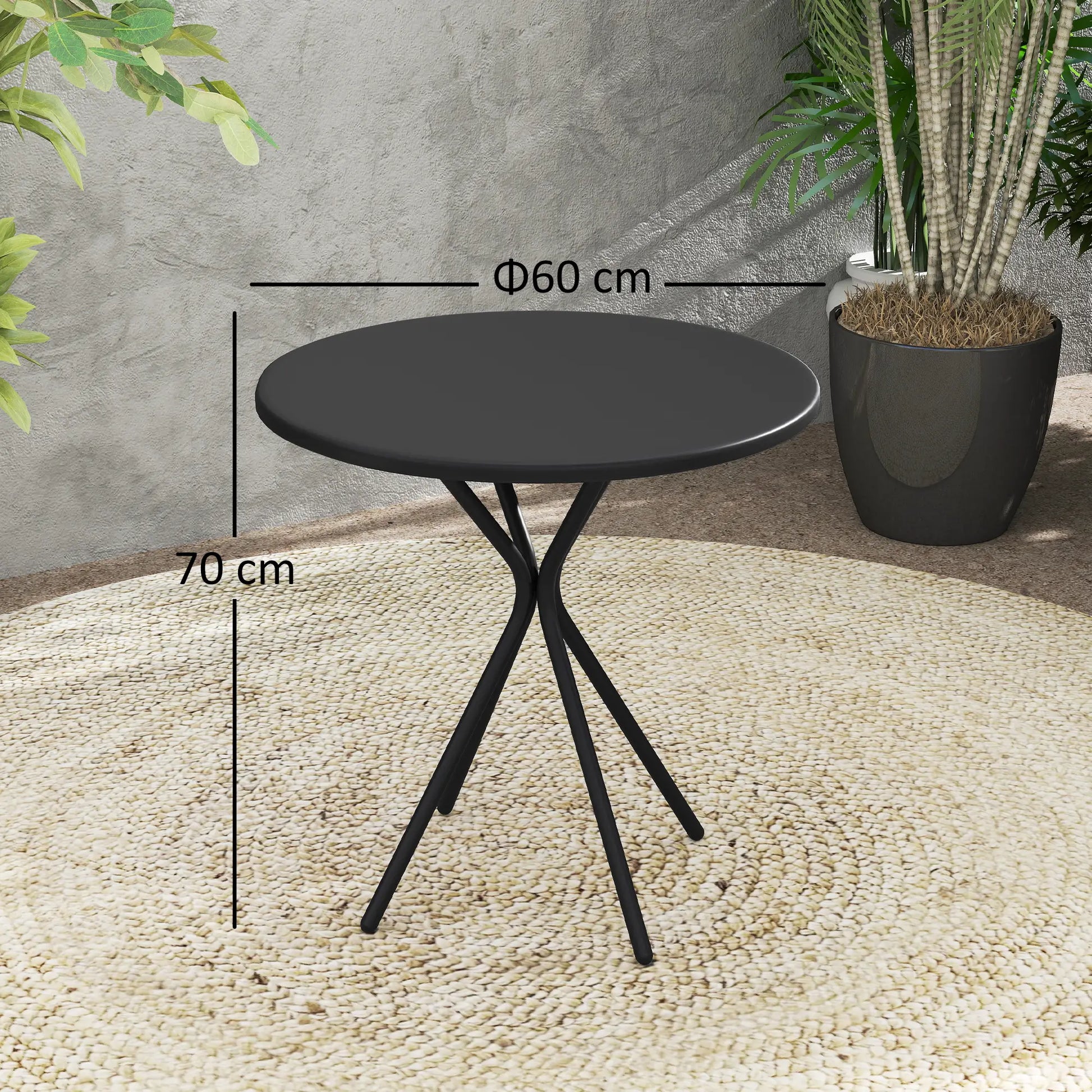 Nancy's Corniolo Tuintafel - Terrastafel - Balkontafel - Zwart - Staal - Ø60 x 70 cm