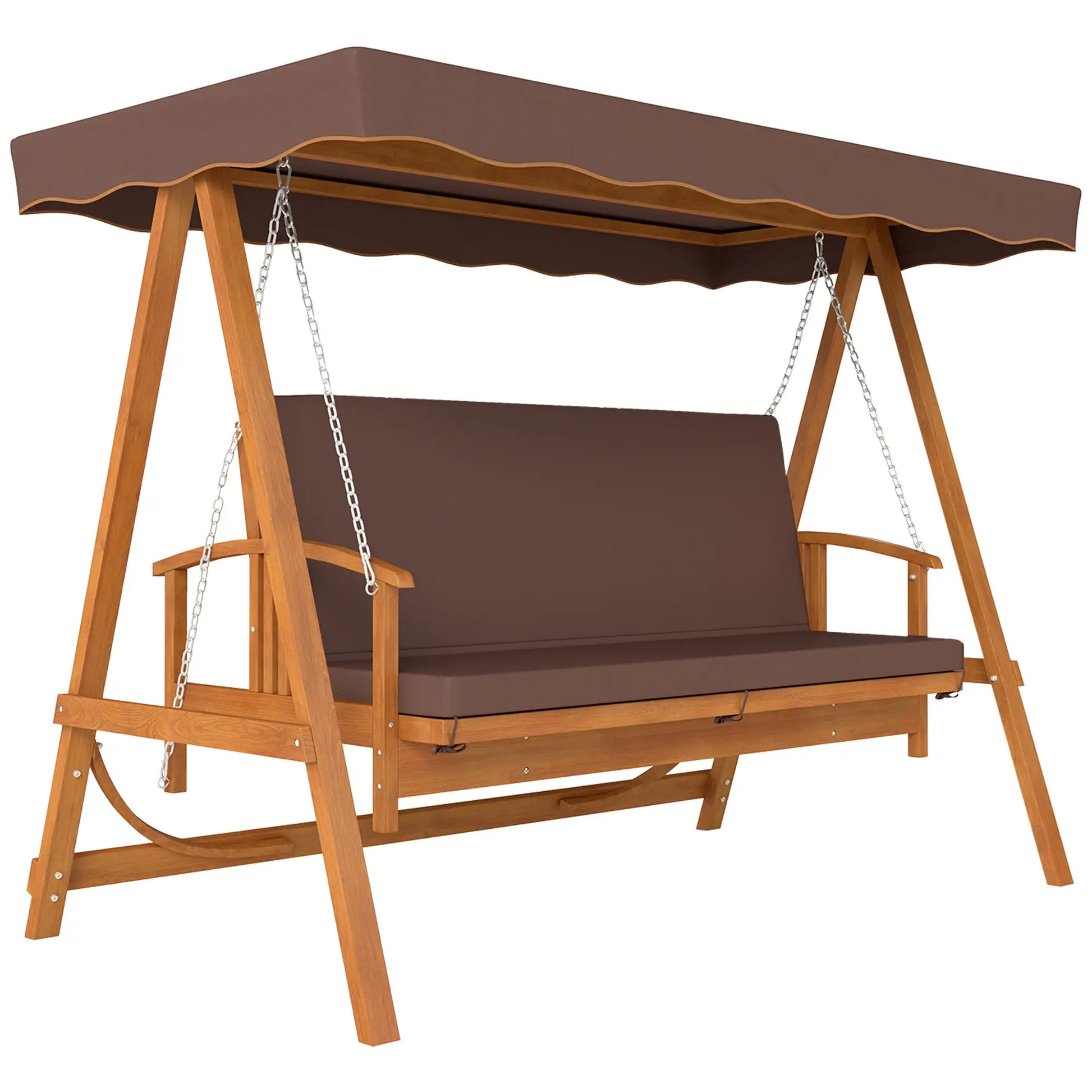Nancy's Gavardo Schommelbank - Hollywoodschommel - Tuinschommel - Bruin - Dennenhout - ± 235 x 130 x 180 cm
