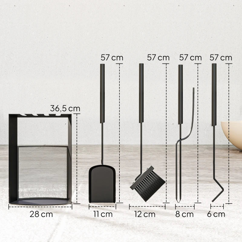 Nancy's Mottalciata Haardgereedschap Set - Openhaardset - Haardset - Zwart - Staal