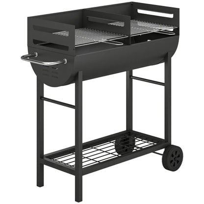 Nancy's Seccheto Houtskoolbarbecue - BBQ - Barbecue - In hoogte verstelbare grillroosters - Draagbaar ontwerp met wielen - Zwart
