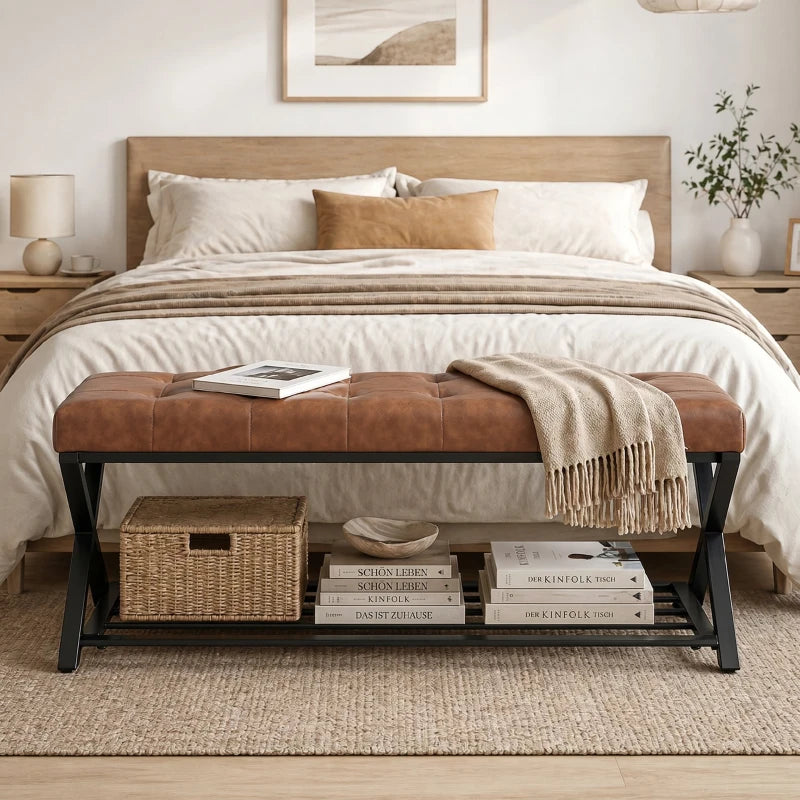 Nancy's Sperlonga Schoenenbank - Schoenenrek - Open opbergruimte - Bruin / Zwart - ± 110 x 35 x 45 cm