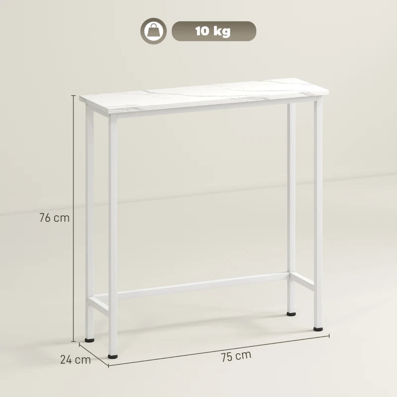 Nancy's Menaggio Sidetable - Consoletafel - Bijzettafel - Wit - Marmerlook - ± 75 x 25 x 75 cm
