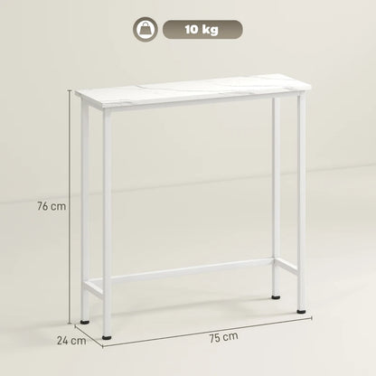Nancy's Menaggio Sidetable - Consoletafel - Bijzettafel - Wit - Marmerlook - ± 75 x 25 x 75 cm