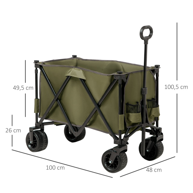 Nancy's Phoenix Bolderwagen, charrette pliable avec 7 compartiments latéraux, chariot de jardin, chariot de transport, chariot de plage, charrette avec plateau de table