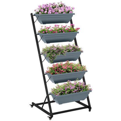 Support à plantes Hervas de Nancy - Escaliers à fleurs - Escaliers à plantes - Gris - Acier - ± 65 x 64 x 145 cm