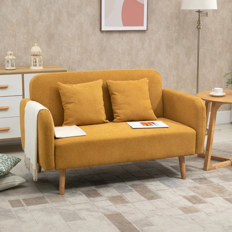 Nancy's Seregno 2-Zitsbank - Tweezitsbank - Woonkamerbank - Zitbank - Geel - Fluweel - 130 x 70 x 80 cm
