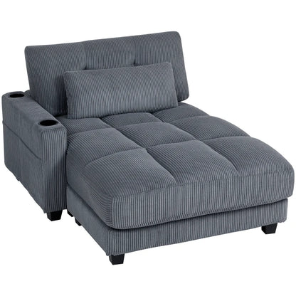 Nancy's Ostiglia 1-Zitsbank - Lounge Fauteuil - Slaapbank - Met Bekerhouders - Donkergrijs - Corduroy