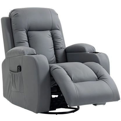 Nancy's Pollina Massagestoel - Relaxfauteuil met massagefunctie - Verwarmde massage - Schommel- en draaifunctie - Lichtgrijs - Kunstleer