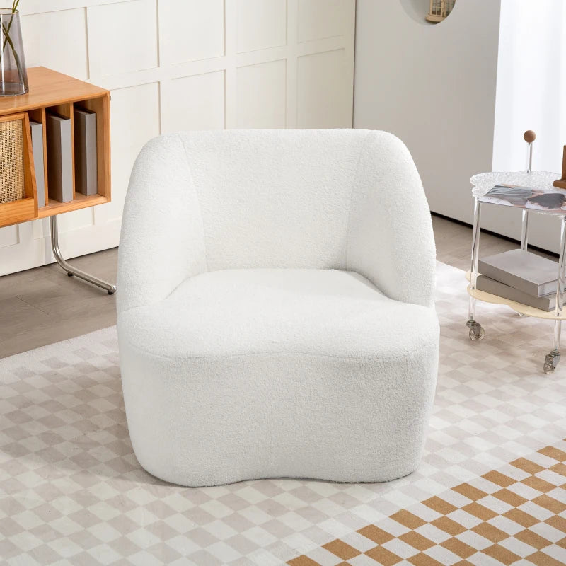 Nancy's Mentana Fauteuil - Relaxstoel - Loungestoel - Crème Wit - Teddy / Fleece