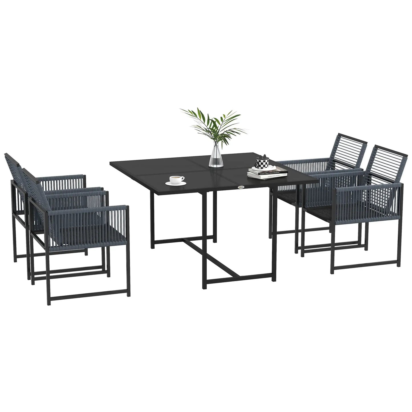 Nancy's Desejosa Tuinset - Diningset voor Buiten - Tuinstoelen - Tuintafel - Donkergrijs