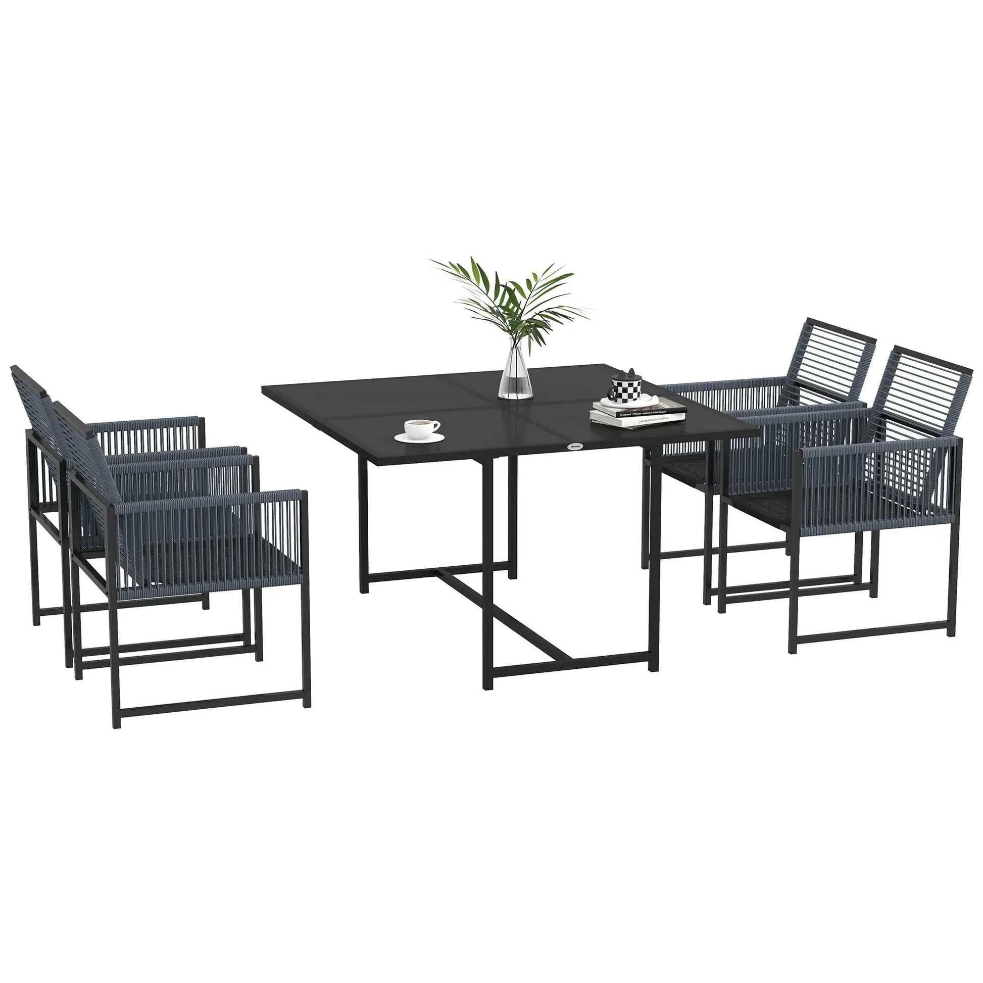 Nancy's Desejosa Tuinset - Diningset voor Buiten - Tuinstoelen - Tuintafel - Donkergrijs