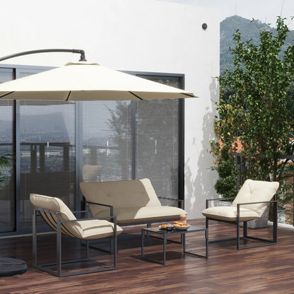 Nancy's Corfino Tuinset - 4-Delige Buiten Set - Tuinmeubelset - Grijs / Beige