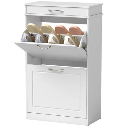Nancy's Telese Schoenenkast - Opbergkast voor schoenen - Verstelbare indeling - Wit - MDF - ± 55 x 25 x 90 cm
