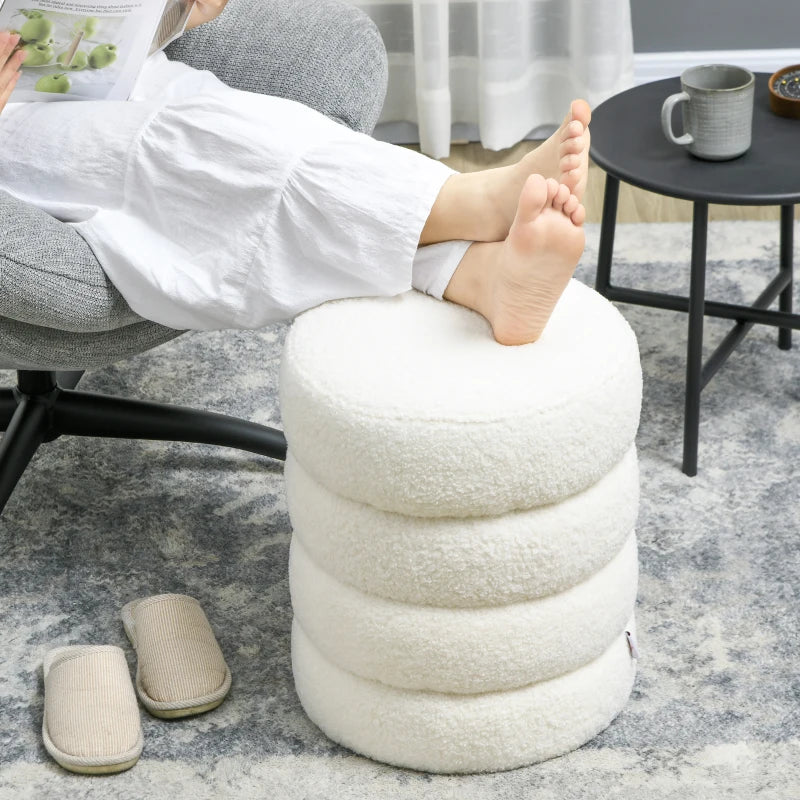 Nancy's Aosta Poef - Hocker - Roomwit - Teddy - Fleece