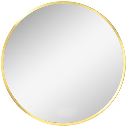 Nancy's Eaton Round wall mirror for bathroom, bedroom, hallway, metal frame, color: gold, Ø50 cm