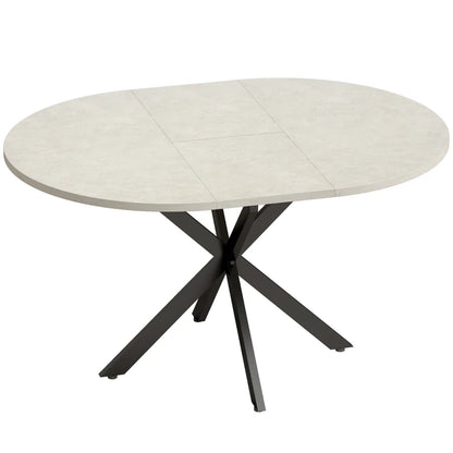 Nancy's Tossicia Eettafel Ovaal - Uitschuifbare eettafel - Tafel ovaal - Grijs / Zwart - MDF / Staal