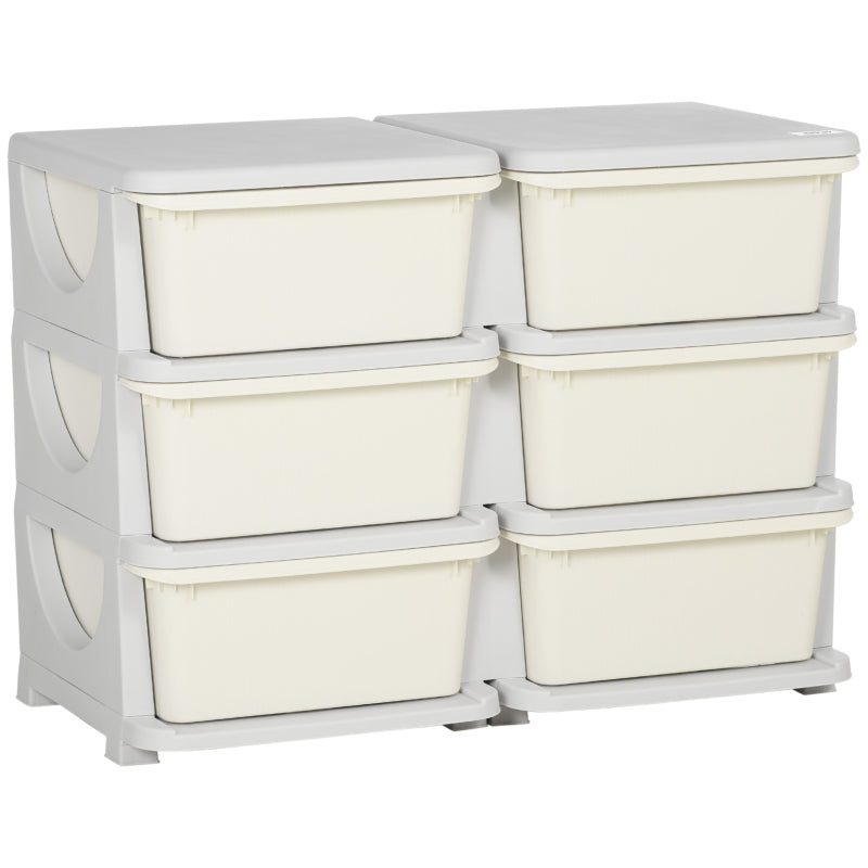 Nancy's Preston Opbergkast voor Kinderen - Speelgoed Organizer - Ladekast - Crème Wit / Grijs - ± 75 x 40 x 55 cm